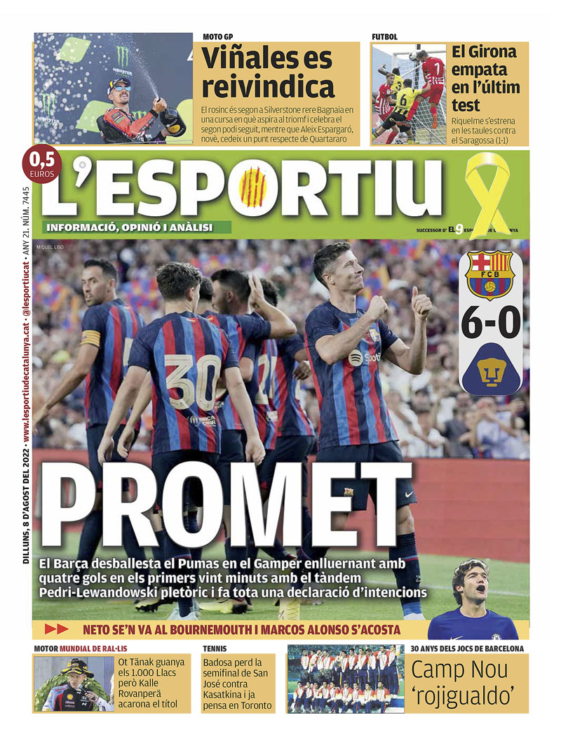 PROMET, la portada de @lesportiuCAT @GironaFC  @FCBarcelona_cat  @MavericVinales  @AleixEspargaro  @paulabadosa