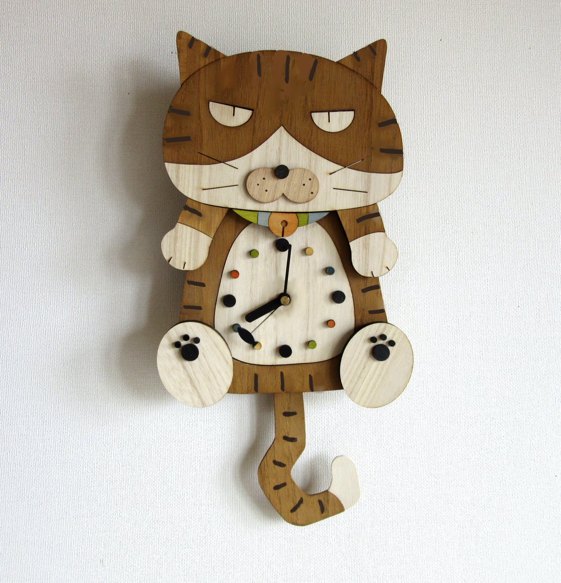 「猫のOSCAR時計#こんなん作ってます #手作り  #猫時計 #木工 #猫雑貨 」|NEKO3のイラスト