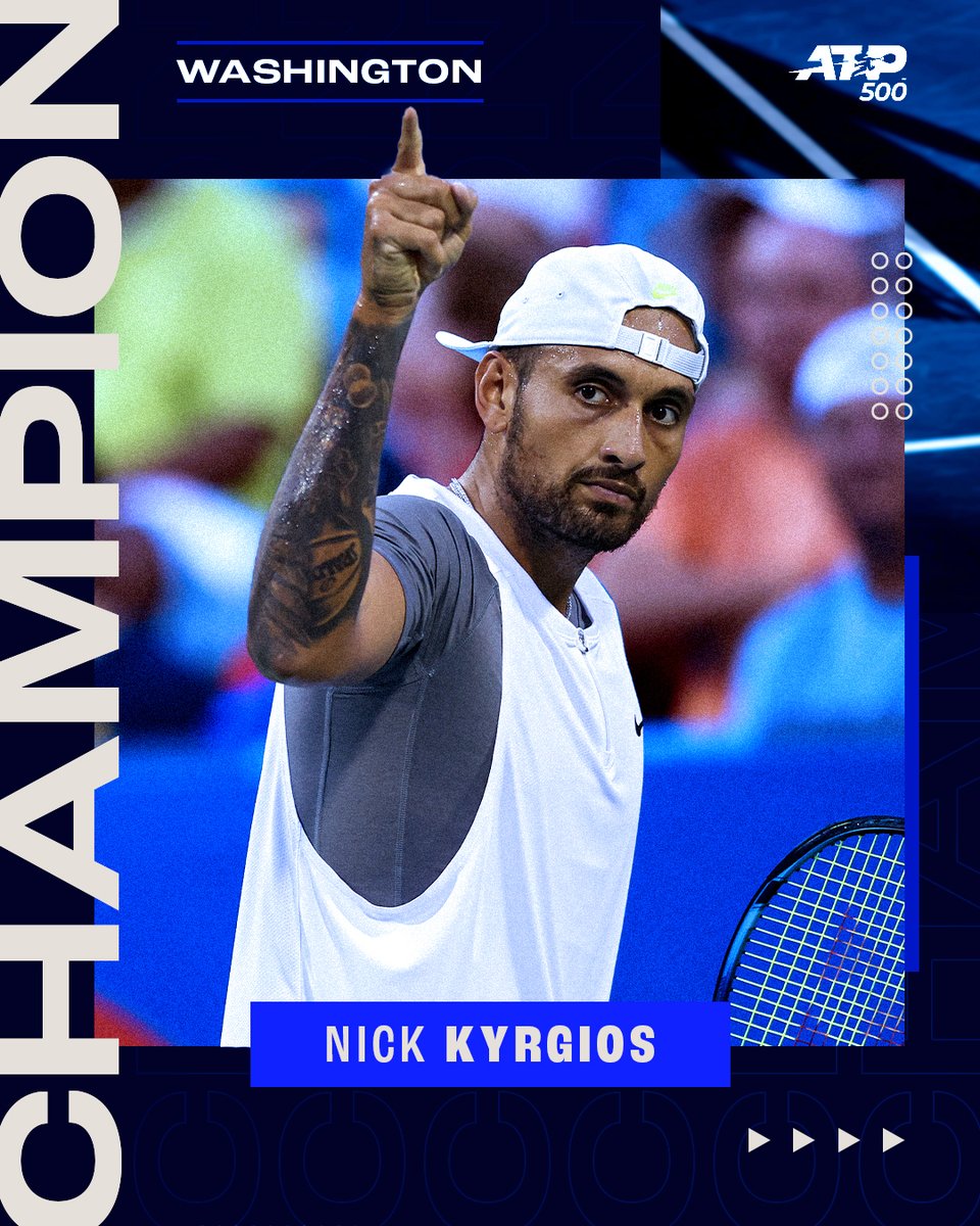 TITLE #7 🏆

<a href="/NickKyrgios/">Nicholas Kyrgios</a> defeats Yoshihito Nishioka 6-4, 6-3 to become the 2022 #CitiOpen Champion 🔥

@CitiOpen