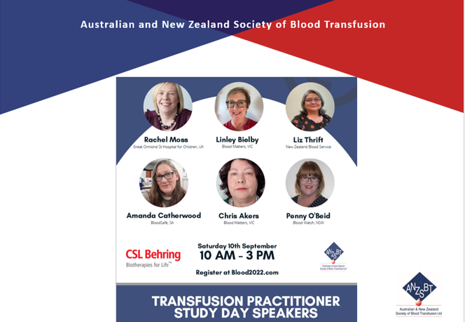 ANZSBT's tweet photo. Register now for #Blood2022 congress and the TP study day, fantastic speakers!! @BielbyLinley @Rachmosshibb @AmandaCatherwo1 @thrift_liz @penny_obeid #nursing https://t.co/e1VGSeLvZn https://t.co/TaLYhTCKge
