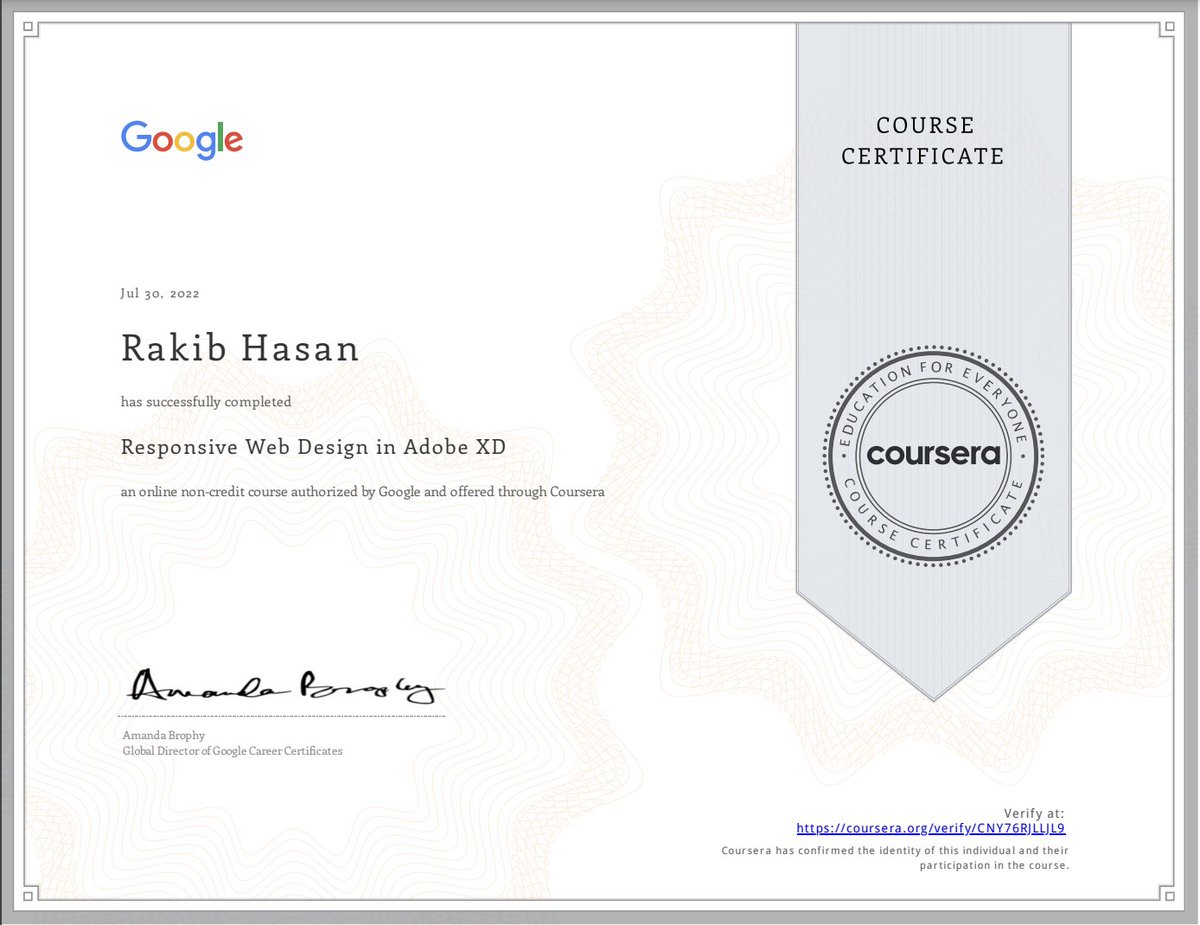 realrakibhasan's tweet photo. Completed the 6th course of UX Design by Coursera & Google
Responsive Web Design in Adobe XD 👊
https://t.co/8mBGQGcGRm
#uxdesign #adobexd #google #coursera #uxdesigncourse https://t.co/6pzEYTdsQB