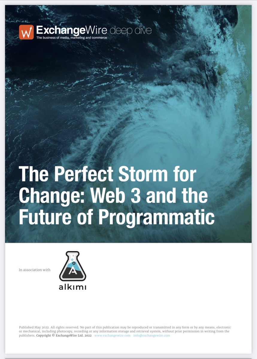KirkDBorne's tweet photo. The Perfect Storm for Change — #Web3 and the Future of Programmatic Advertising with @AlkimiExchange — https://t.co/xL8JmHxdKG via @exchangewire (article + associated PDF report)
——
#adtech #cryptocurrency #Crypto @Conste11ation $DAG $ADS $LTX #HGTP #RTB #OpenRTB #RealTimeBidding https://t.co/5kHewmwuX9