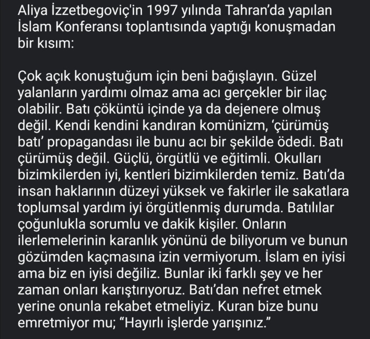Çok açık konuşmuş #izzetbegociç