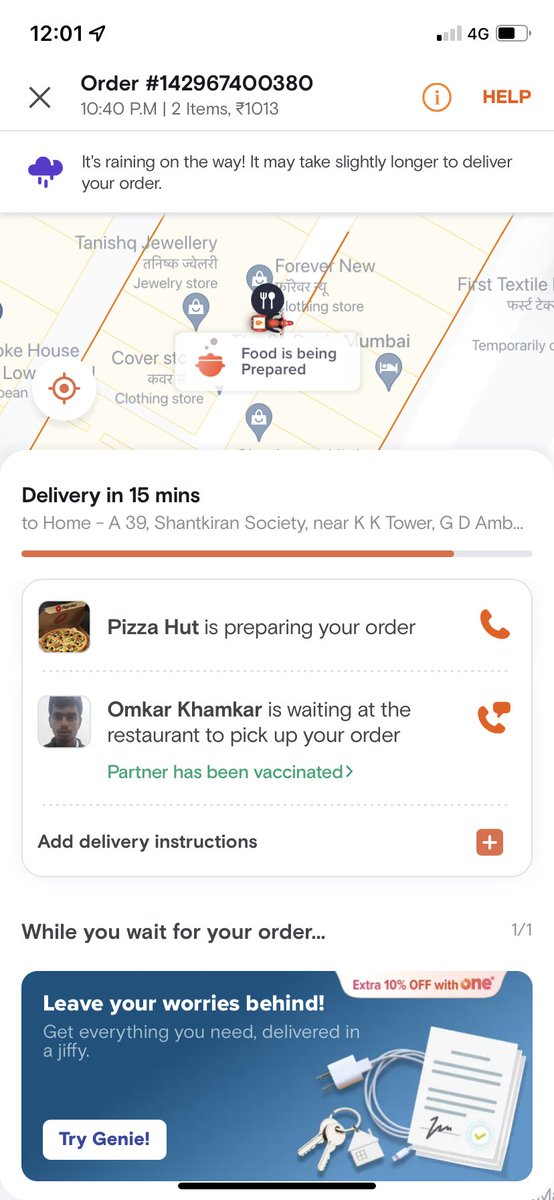 sunilghume's tweet photo. @pizzahut ordered pizza at 10.40 pm, still Pizza Hut is preparing order and delivery boy from @Swiggy waiting outside mall. The phone number of Pizza Hut given is switched off. Mera number Kab aayega? https://t.co/PFAcQ8WF7C