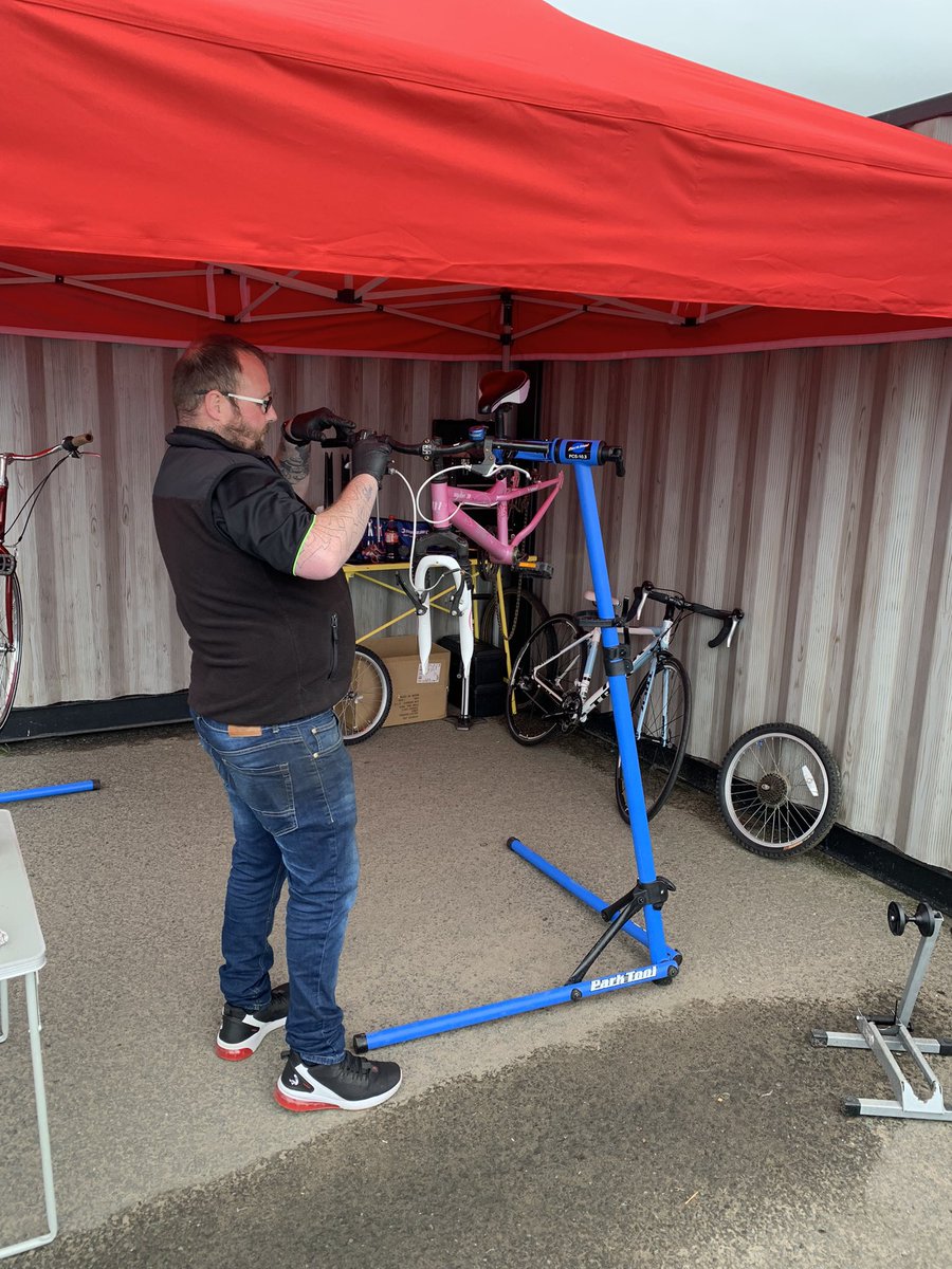 We’ve been supporting @GirvanRNLI Lifeboat Weekend, Saturday and Sunday shifts at Bioshpere Bikes Hub, free bike safety checks and repairs in partnership with @CyclingUKScot 10 bikes done each day…. Time for a rest ☺️🚴🏽🚴🏽 @ElenaWhitham @girvanyouthtrst