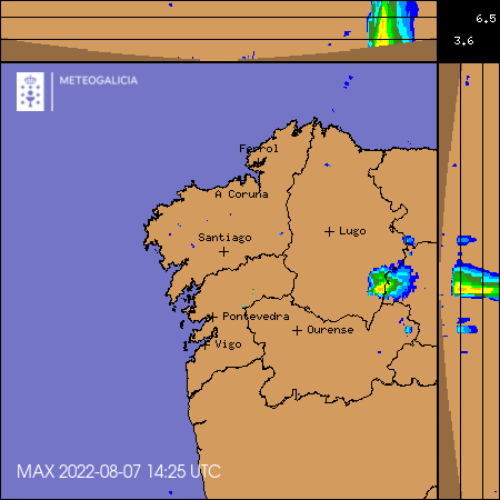 MeteoGalicia's tweet photo. Esta pasada tarde tivemos #treboadas illadas de carácter estacionario. Mañá, luns, son máis probables, de novo, no sur de #Lugo e na Provincia de #Ourense. No Atlántico, continuarán as #néboas. https://t.co/X9OXJHCoa4