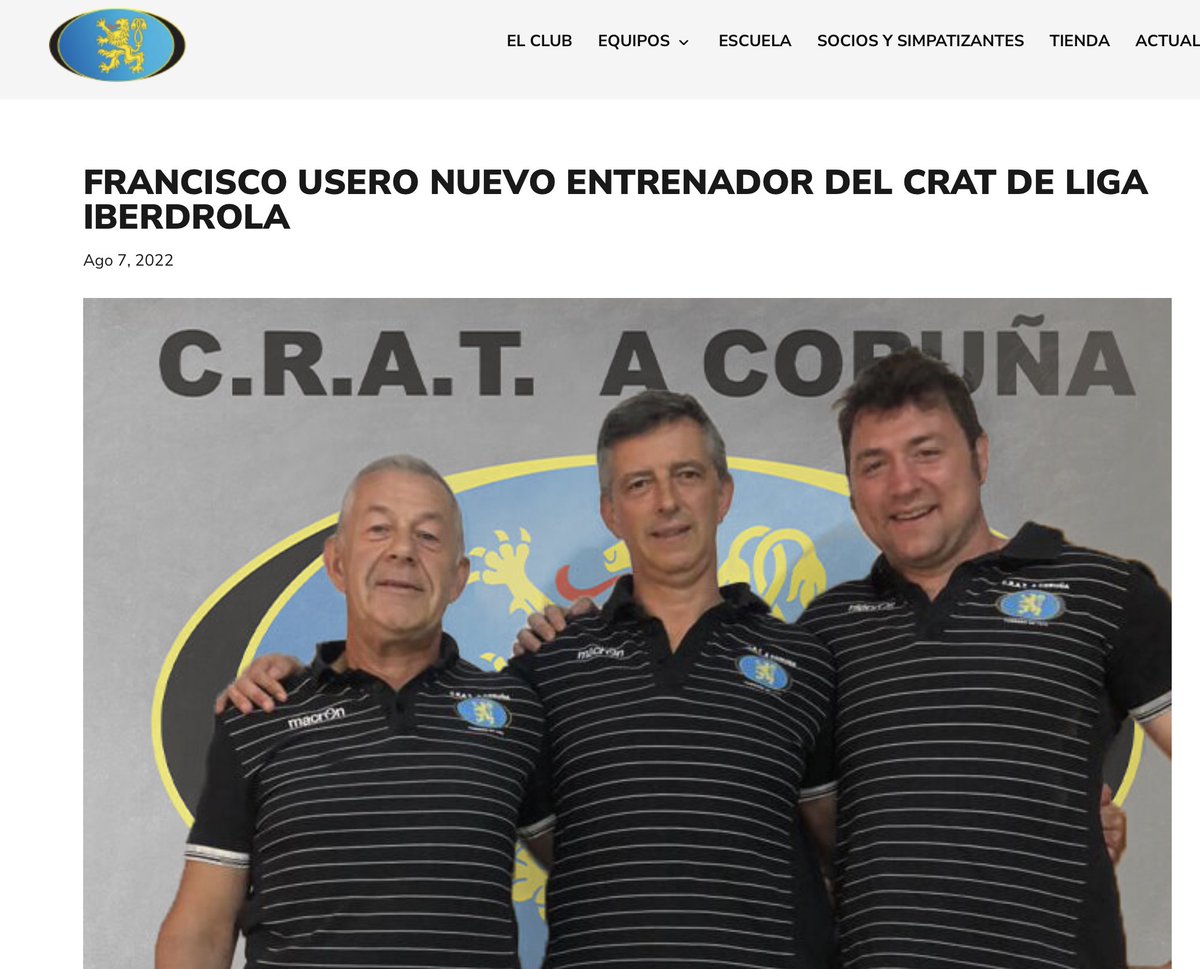 CRAT1976's tweet photo. 👉🏻 Francisco Usero nuevo entrenador del @CRAT1976 @rialtacoruna de @DHIberdrola 

Formara #Staff con @Jap_69 y @Xoancar1 

📰 https://t.co/NfMlsYYcqh

👏🏻 Bienvenido a la #FamiliaCRAT Paco 🏉 https://t.co/wJ4lYKFPKN