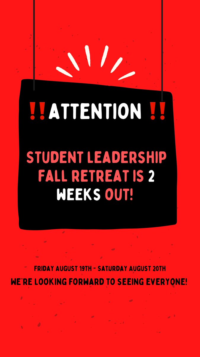 Reminder to ALL GV Student Leadership Teams that our fall leadership retreat is coming in 2 weeks! It will be held both on campus and at Riverside Bible camp!! All student leaders are required to attend. Looking forward to seeing everyone back on campus! Go Vikes!