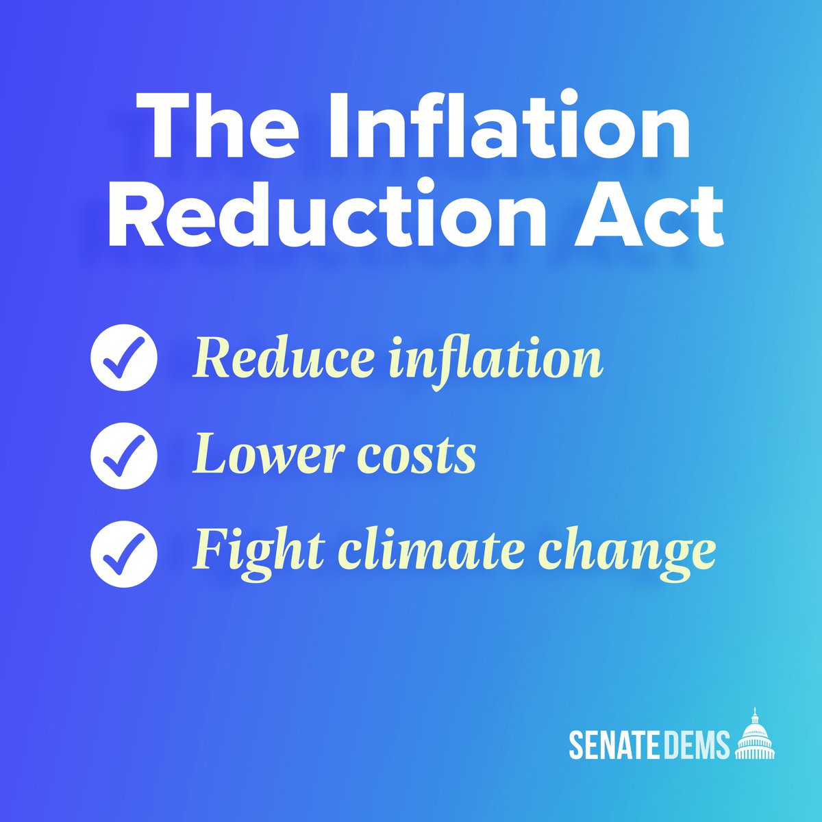 BREAKING NEWS: The Senate Democratic Majority has just passed the Inflation Reduction Act. It is a groundbreaking bill for the American people.