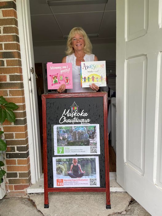 Denommma's tweet photo. I am thrilled that Mommy, am I pretty? and Awesome Inside + Out! are featured at the Muskoka Chautauqua Arts &amp; Culture Festival August 5th - 14th in Windermere Village. 
The pop-up book store has many amazing authors to choose from. 
Please drop by to say hello!
#MuskokaChautaqua https://t.co/LpUwRuTzlA