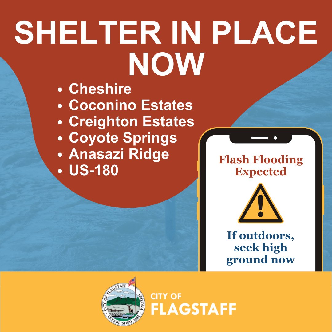 City of Flagstaff on Twitter "⚠️SHELTER IN PLACE NOW⚠️ Cheshire