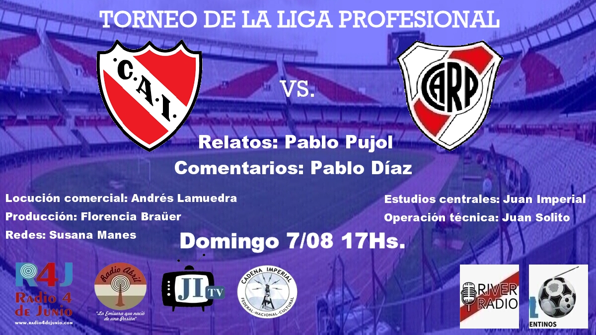 grusomu's tweet photo. 📌 @fpdelosarg - @riverradior4j
⏰ 17:00
⚽️ @Independiente 🆚 @RiverPlate
🏆 @LigaAFA
🗣️ @PabloPrpujol
🎙️ @diasbrutales
📻 @Radio4deJunio, @fmradioabril, @juanimperialtv,  @CadenaImperial y @oirsarg
💻 https://t.co/Imu38jZYiL  https://t.co/m2qNPbNdu1 - https://t.co/p3hmgZmlyV https://t.co/VC3O7YOWqK