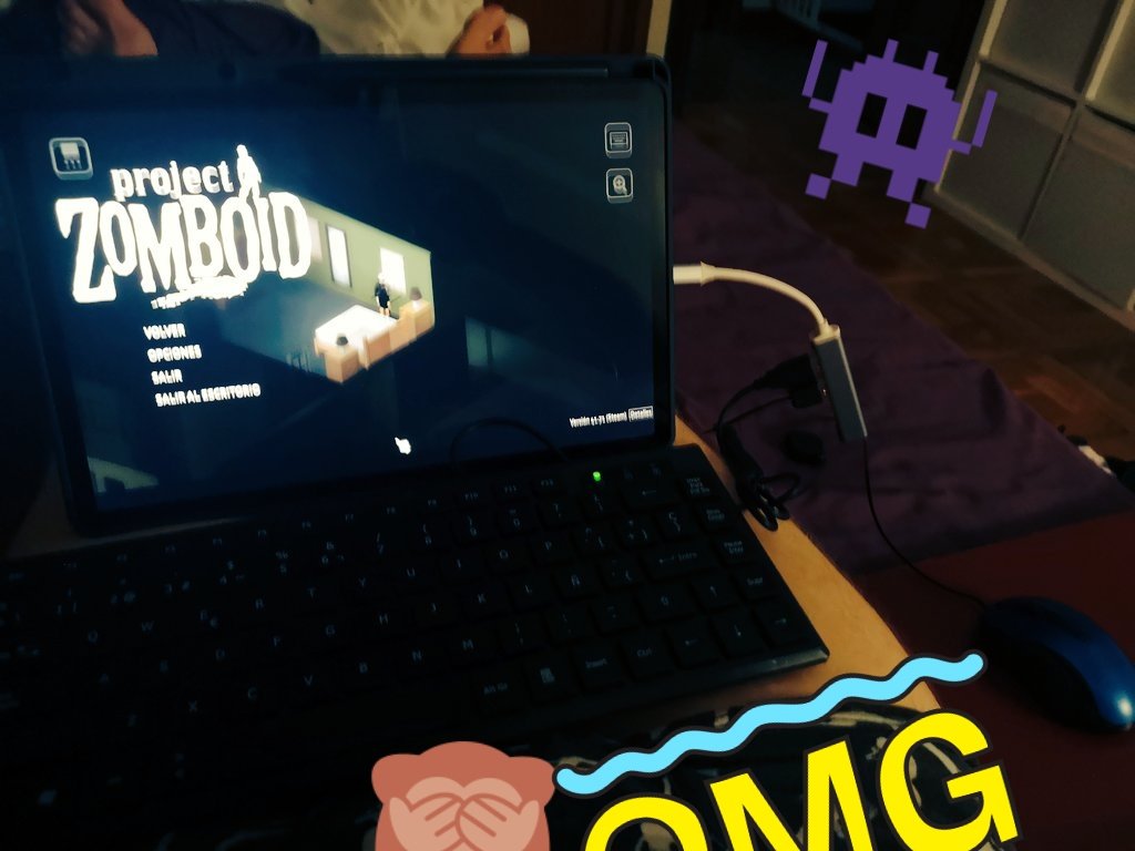 TxikilainOsitos's tweet photo. La necesidad de jugar al PC y no poder por el momento, me han llevado a buscar alternativas. Y esta funciona bastante bien, aunque tengo que pulir la base del ratón.
Probando #ProjectZomboid @theindiestone en una tablet @SamsungEspana #S7FE con #SteamLink @Steam #papigamer ⌨️🖱️🎮 https://t.co/8JUz0o6TXw