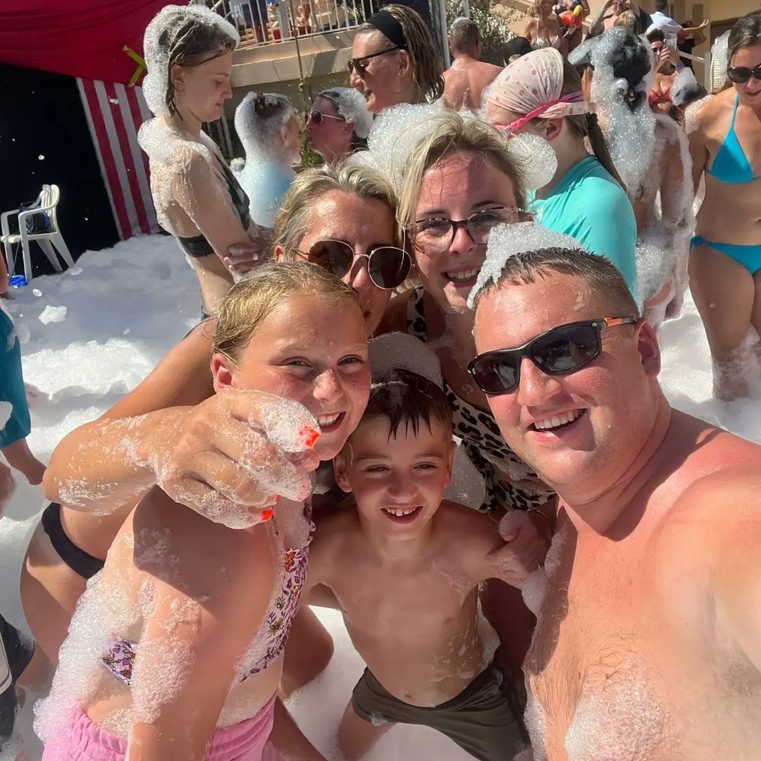 NRMT29's tweet photo. First foam party for Archie #Ibiza 🥰 https://t.co/CVdBITKlVp