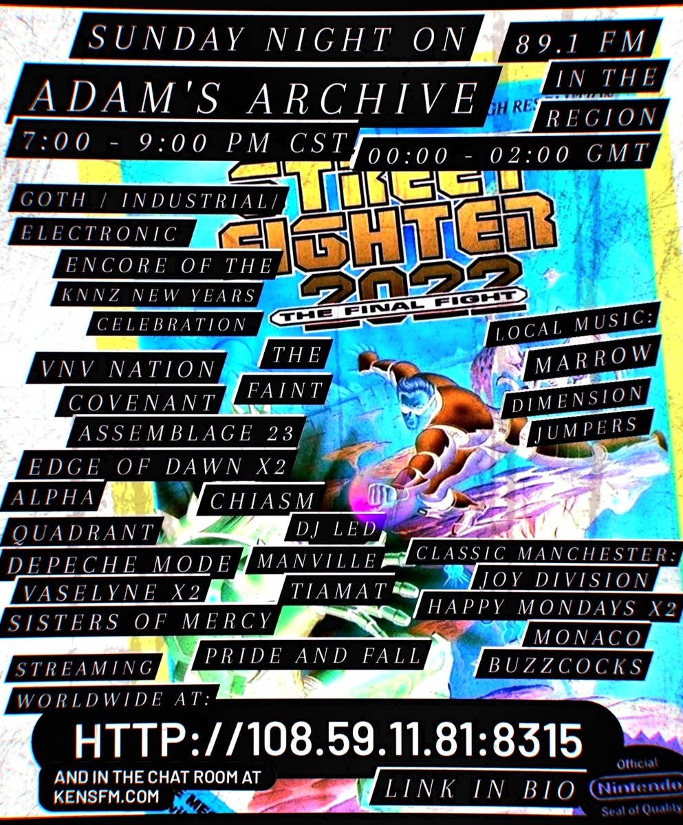 AdamsArchive891's tweet photo. #AdamsArchive tonight @ 7:00 - 9:00 PM CDT / 00:00 - 02:00 GMT. 89.1 FM, streaming @ https://t.co/99oJkgZfJR &amp; chat room @ https://t.co/3P6DXwpj98

#Manchester w/ @peterhook, @Happy_Mondays, @buzzcocks, more + @vaselynemusic, @Chiasm_music, @ledmanville, @Assemblage_23, @thefaint https://t.co/9UO5YQBaX6