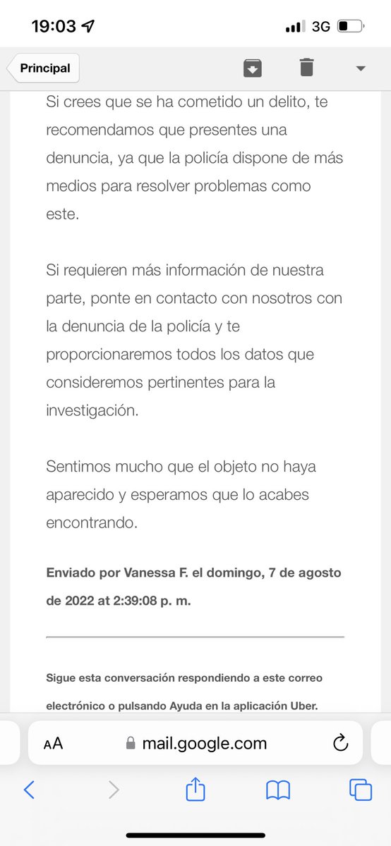 claralynchn's tweet photo. @Uber_ES sigue sin responsabilizarse por NADA. 

ME ROBARON la valija en un viaje y nadie se hace cargo. 
¿Qué hacemos? ¿En quién nos apoyamos? ALGUNA RESPUESTA POR FAVOR. 

Jamás volveremos a usar su servicio, es inseguro y no se hacen cargo de los delitos de sus conductores. https://t.co/oAFbhpWZx2