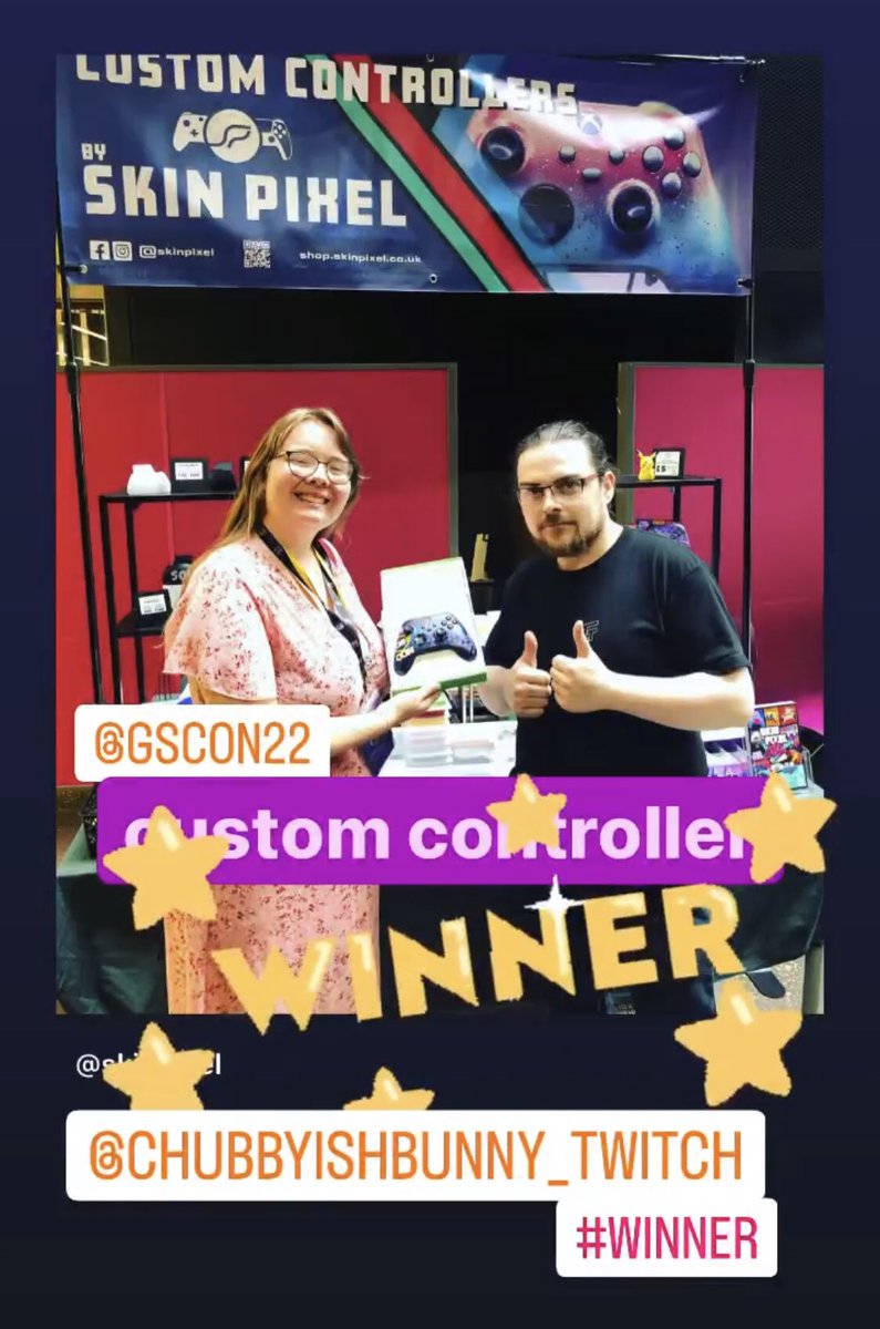 skin_pixel's tweet image. Congratulations to @chubbyishbunny the winner of the 1 of a kind custom @GSCON_ controller!!!!!!! 🔥🔥🔥🔥🔥

#customXboxController #streamingconvention #smallstreamers #winner