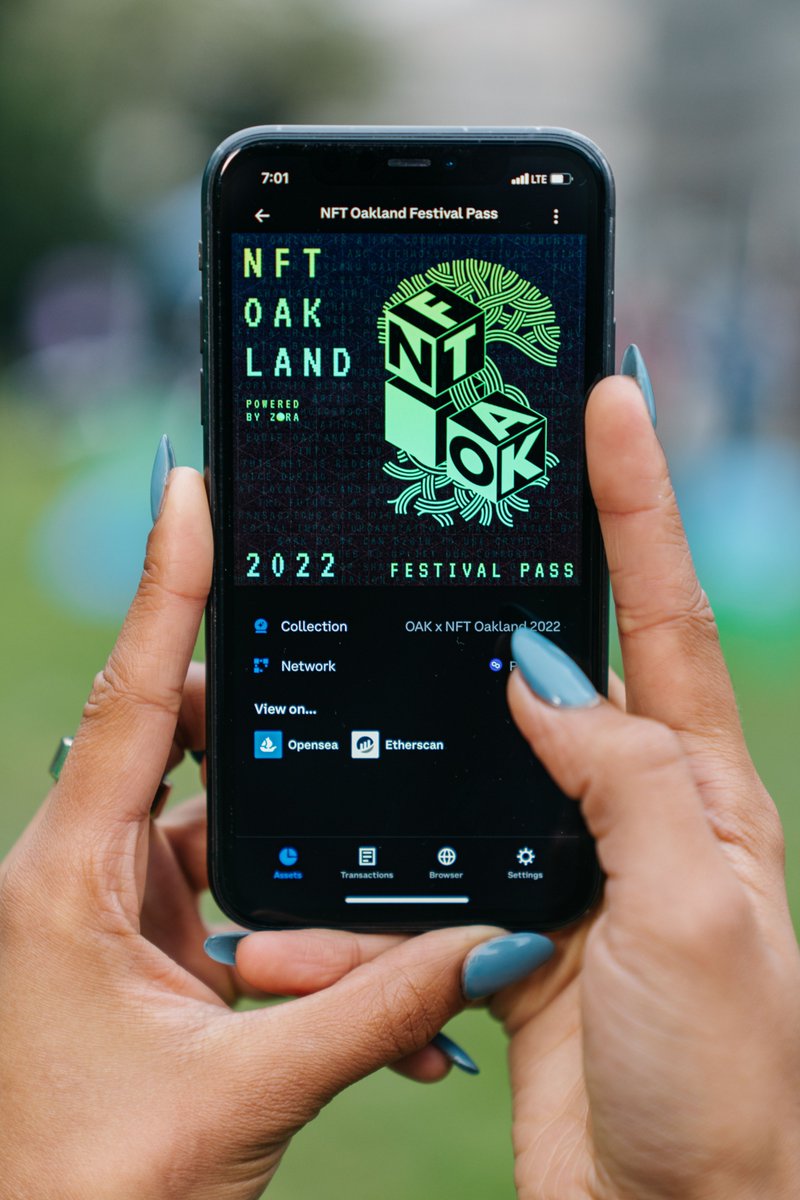 jessepollak's tweet photo. helped host @NFT_Oakland last week with @zoratopia and @oakcurrency. 

we built a NFT festival pass that unlocked free food and discounts at local biz, claimable through @CoinbaseWallet (or any wallet).

~500 new folks onboarded to crypto, 75% people of color. powerful stuff! https://t.co/vnRCWQq4ae