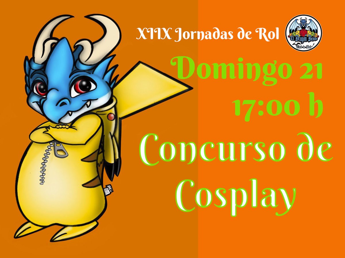 ¡¡Por fin podemos empezar a contaros más cositas de estas #29jornadasrol!!  Y para poneros los dientes MUY largos... ¡Vamos a tener concurso de #cosplay! Si queréis inscribiros y ver toda la información, podéis hacerlo en la siguiente dirección: forms.gle/9YJ6FVopLGPmqm…