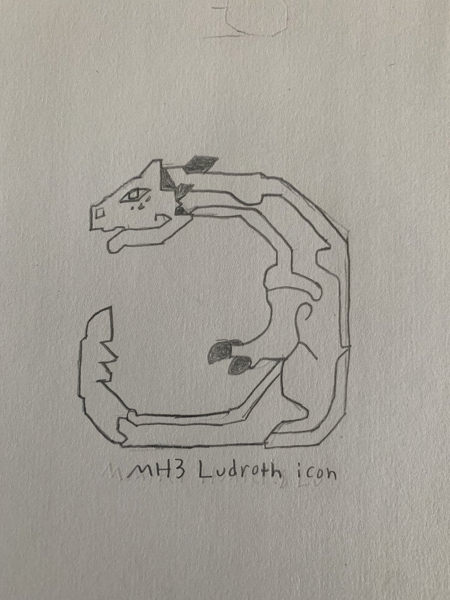 Caiman_fan's tweet photo. A drawing I made of the icon of a Ludroth, my favorite small monster in Monster Hunter, from Monster Hunter Tri (Monster Hunter 3). 

#drawing #MonsterHunter #Ludroth https://t.co/au6Y5IrHQ5