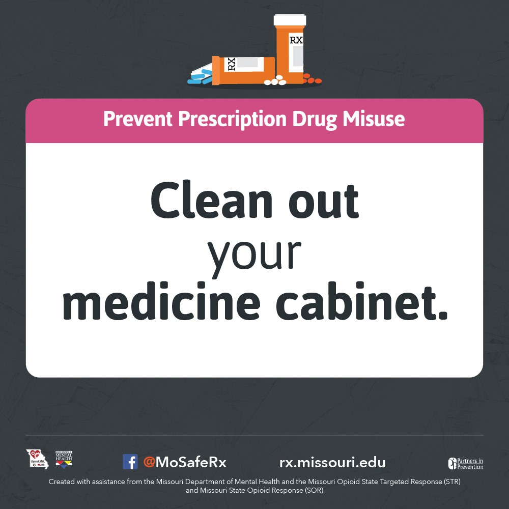 MissouriPIP's tweet photo. π This is your friendly reminder that it's important to clean out your medicine cabinet regularly to help prevent prescription drug misuse!
#MoSafeRX #RXSafety #PreventionWorks #PreventionMatters #Opioids #DrugMisuse https://t.co/S1hKkZHElZ