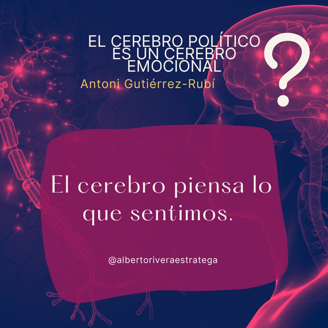 "Vivimos tiempos donde el like le esta ganando la batalla al think. Saber entender la atmósfera emocional en la que se desenvuelve lo político es primordial para poder leer nuestra realidad" @antonigr_ 

#emociones #gestionarlasemociones #neuropolitica #neuromarketing
