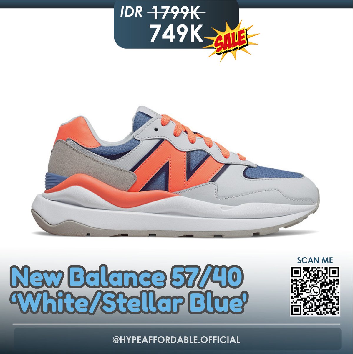 hypeaffordable's tweet photo. 📍READY STOCK📍

New Balance 57/40 'White/Stellar Blue'

Kondisi : Brand New in Box
Size : 37.5, 39
Retail : ❌Rp 1.799.000❌
Sale : ✅ Rp 749.000 ✅

🍊 https://t.co/5ZWKolD6hC
✨ 100% Original or Money Back ✨

#zonauang #zonajajan #zonaba #wts https://t.co/MXMMagZXFH