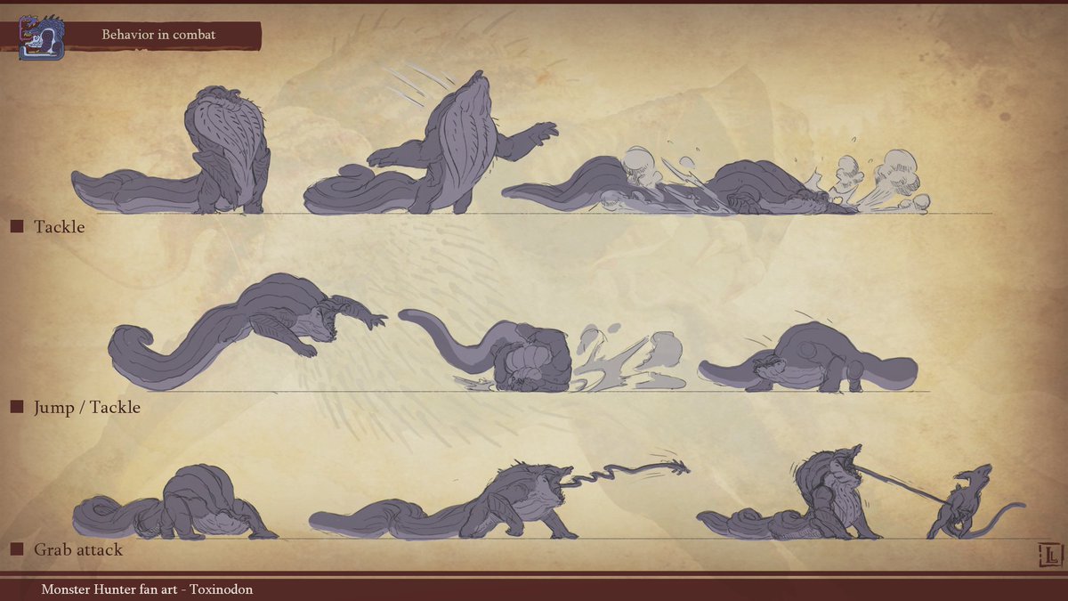GroGibbon's tweet photo. Here is the first part of a personal project I have been working on for a few weeks. Being a big fan of the Monster Hunter franchise, I had to imagine a monster and create armor and weapons according to it, like they were meant to be integrated in a game. https://t.co/JqGMI5MGZ3