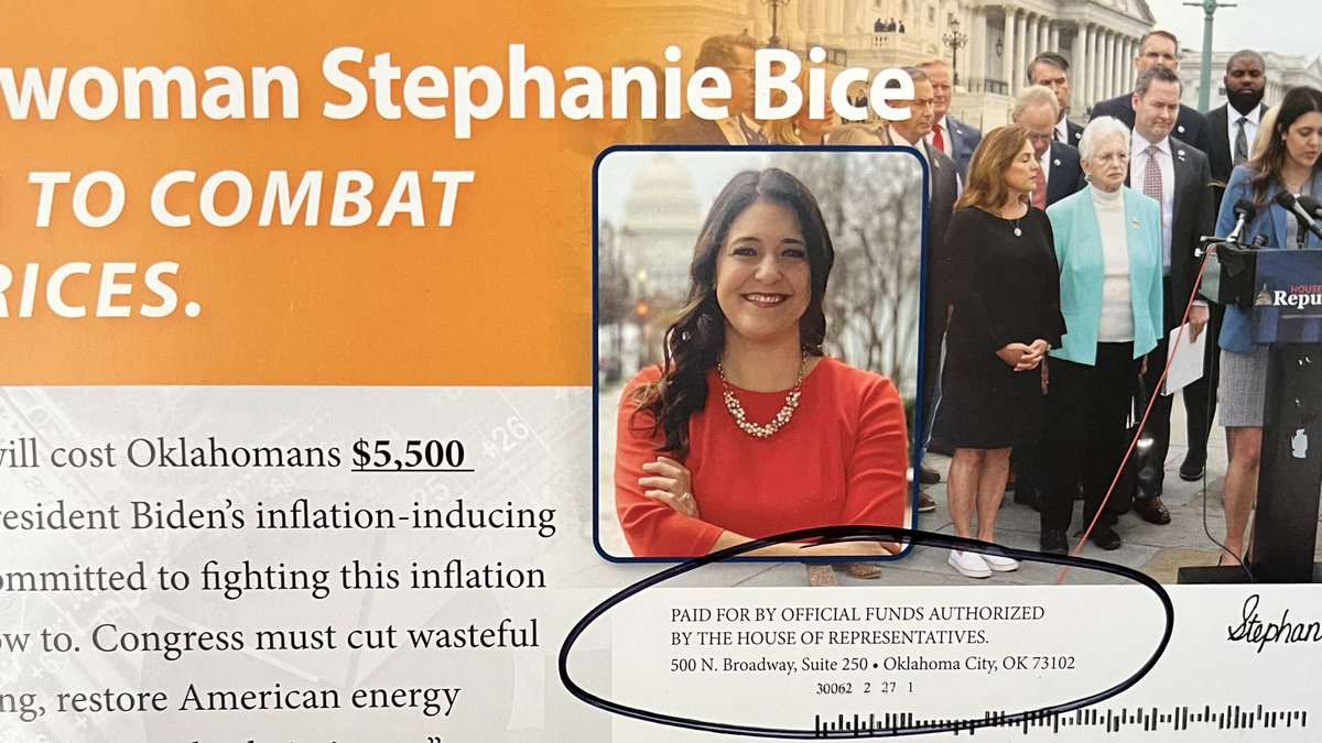 DavidLWalters's tweet photo. WTH?  Why do I have to pay for a four color two sided oversized campaign flyer sent out by Stephanie Bice? https://t.co/GoL1Itz0sr