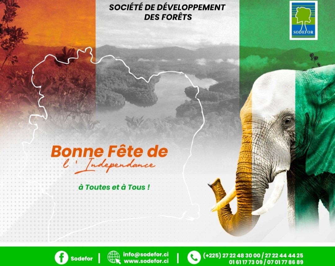 SODEFOR22's tweet image. Bonne fête de l&apos;indépendance, la @SODEFOR22 au service de la forêt ivoirienne depuis 1966.