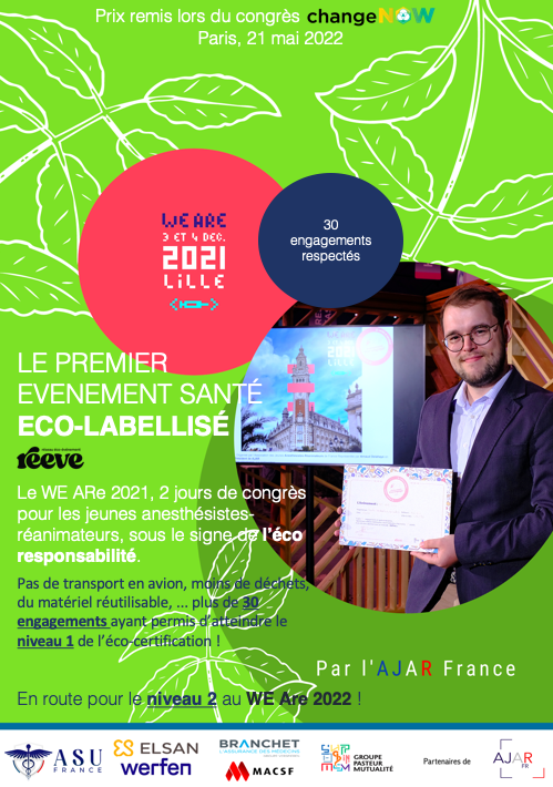 AJAR France 🇫🇷 (@ajarfrance) on Twitter photo L'équipe du WEARE 2021 est d'ailleurs fière de vous annoncer avoir obtenu le niveau 1 du label "événement éco-engagé" évoqué en introduction, et vise le niveau 2 pour le WEARE 2022 à Rennes !
reseau-eco-evenement.net/label/liste-de…
<a href="/REEVE_PdlL/">Réseau Eco Evenement (REEVE)</a> <a href="/SFAR_ORG/">SFAR Anesthésie Réanimation</a> <a href="/SFARJeunes/">SFAR Jeunes</a> <a href="/cnear_fr/">CNEAR Anesthésie Réanimation</a> L'équipe du WEARE 2021 est d'ailleurs fière de vous annoncer avoir obtenu le niveau 1 du label "événement éco-engagé" évoqué en introduction, et vise le niveau 2 pour le WEARE 2022 à Rennes !
reseau-eco-evenement.net/label/liste-de…
<a href="/REEVE_PdlL/">Réseau Eco Evenement (REEVE)</a> <a href="/SFAR_ORG/">SFAR Anesthésie Réanimation</a> <a href="/SFARJeunes/">SFAR Jeunes</a> <a href="/cnear_fr/">CNEAR Anesthésie Réanimation</a>