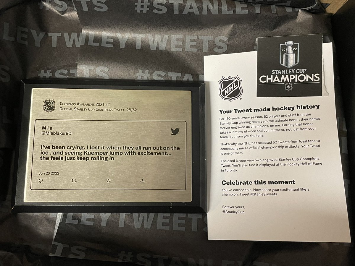 I got this delivered today. It’s made my whole day and makes me look forward to the new season so much more! Thank you @StanleyCup #stanleytweets