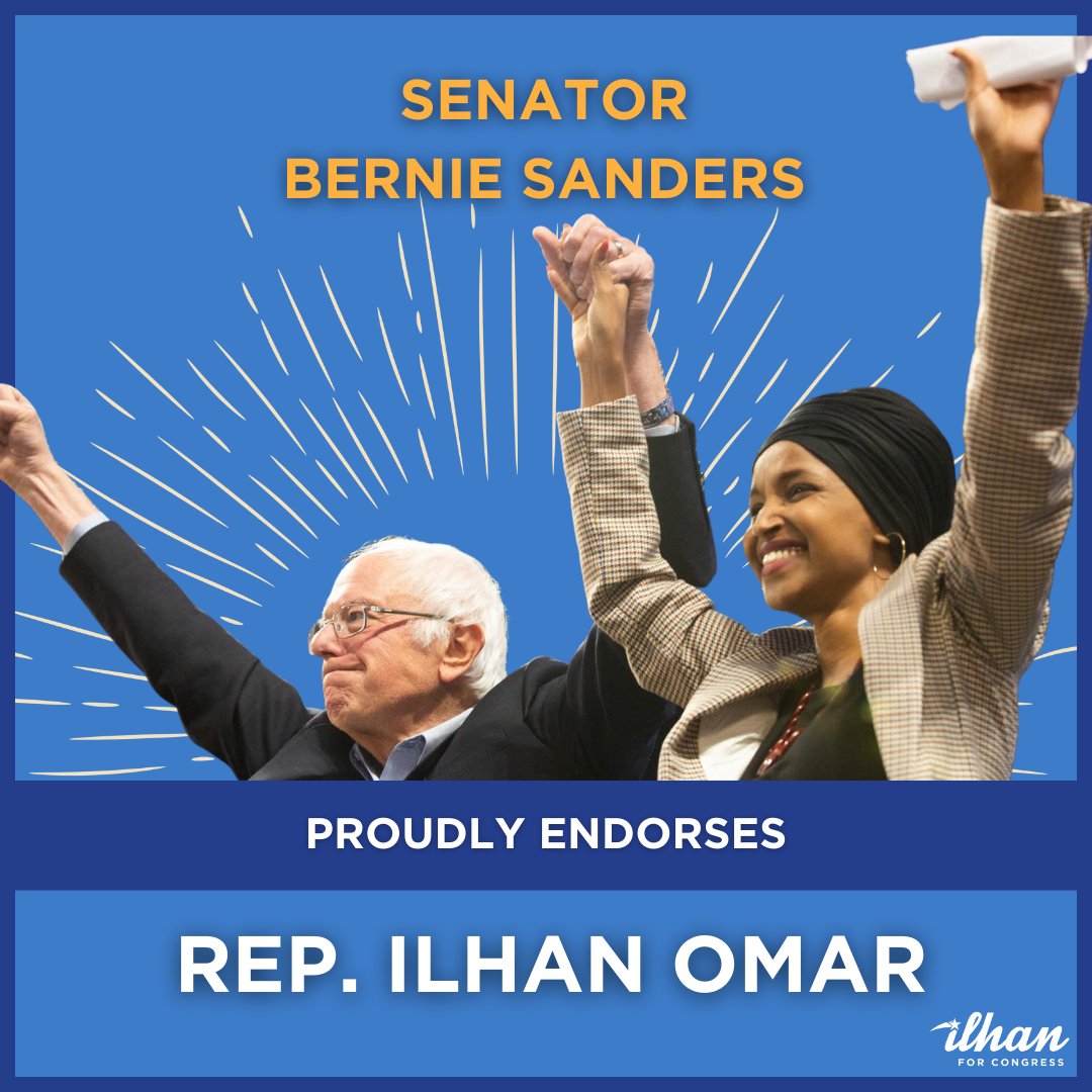There's no one I’d rather have standing with me as we fight for a better world than you, @berniesanders. I'm proud to count you as a friend and I'm thrilled to have your endorsement. Together, we can build the world the working class deserves. Thank you.