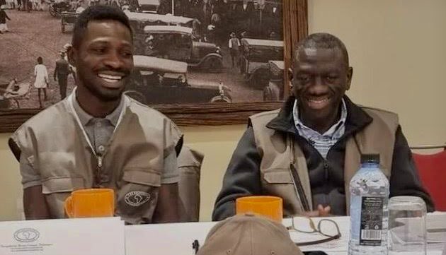 Uganda opposition leaders Bobi Wine and Kizza Besigye in Kenya as observers of the Aug. 9 elections. Between them they easily bring more experience of being beaten, jailed, and swindled of the vote than half of the African opposition combined. Glad to see them with rare smiles.