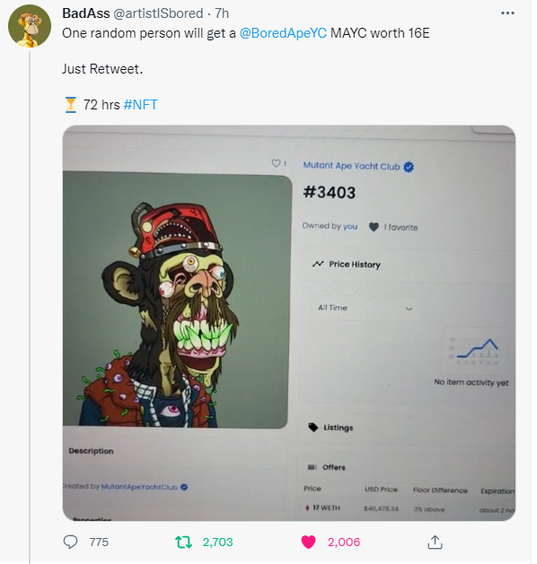Guenther_21's tweet photo. @artistISbored @BoredApeYC Im ready! LFG 🙏 https://t.co/JbOGs2gTRl
