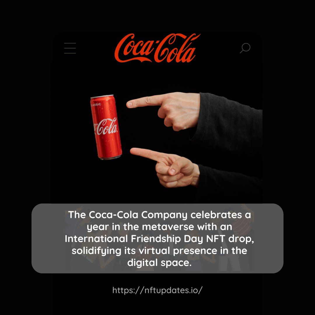 nftupdatesio's tweet photo. The brand’s upcoming release of digital collectibles is part of its continuing efforts to establish a strong presence in the burgeoning virtual marketplace.
#web3 #NFTs #nftcollector #CocaColaXMarshmello https://t.co/4KiFOo1lqd