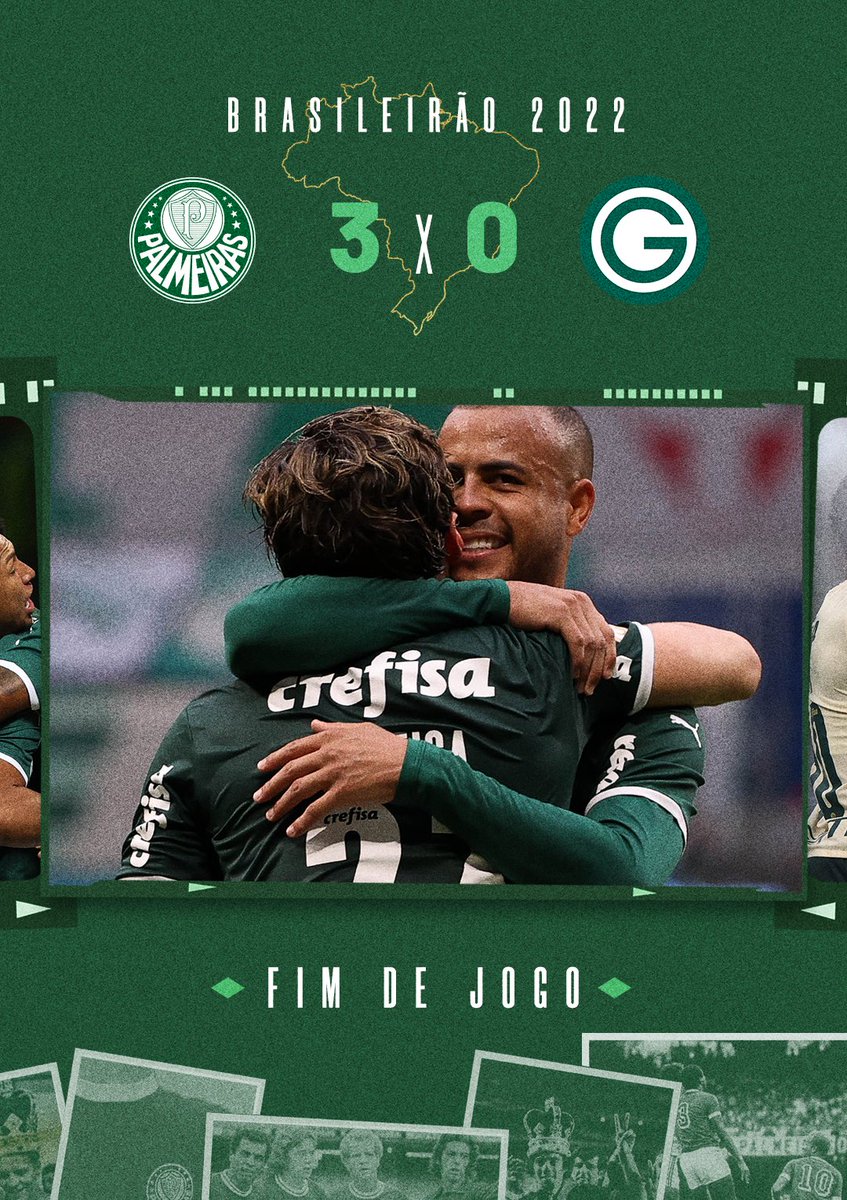 Palmeiras's tweet photo. ENGATA A QUINTA! 🏎️
Com gols de Mayke, Veiga e Atuesta, chegamos a 5 vitórias consecutivas no @Brasileirao e seguimos acelerando na ponta da tabela! É o #PigForSpeed!
#AvantiPalestra #PALxGOI
#JuntosNoBrasileirão https://t.co/R5BBWjdNI8