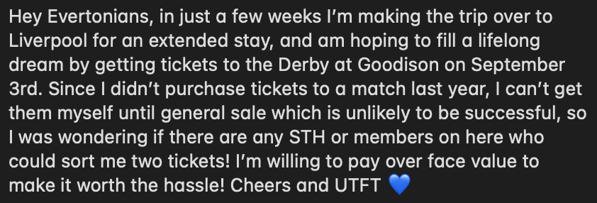 If you're an Everton STH or Member, please read! All help is appreciated! 💙