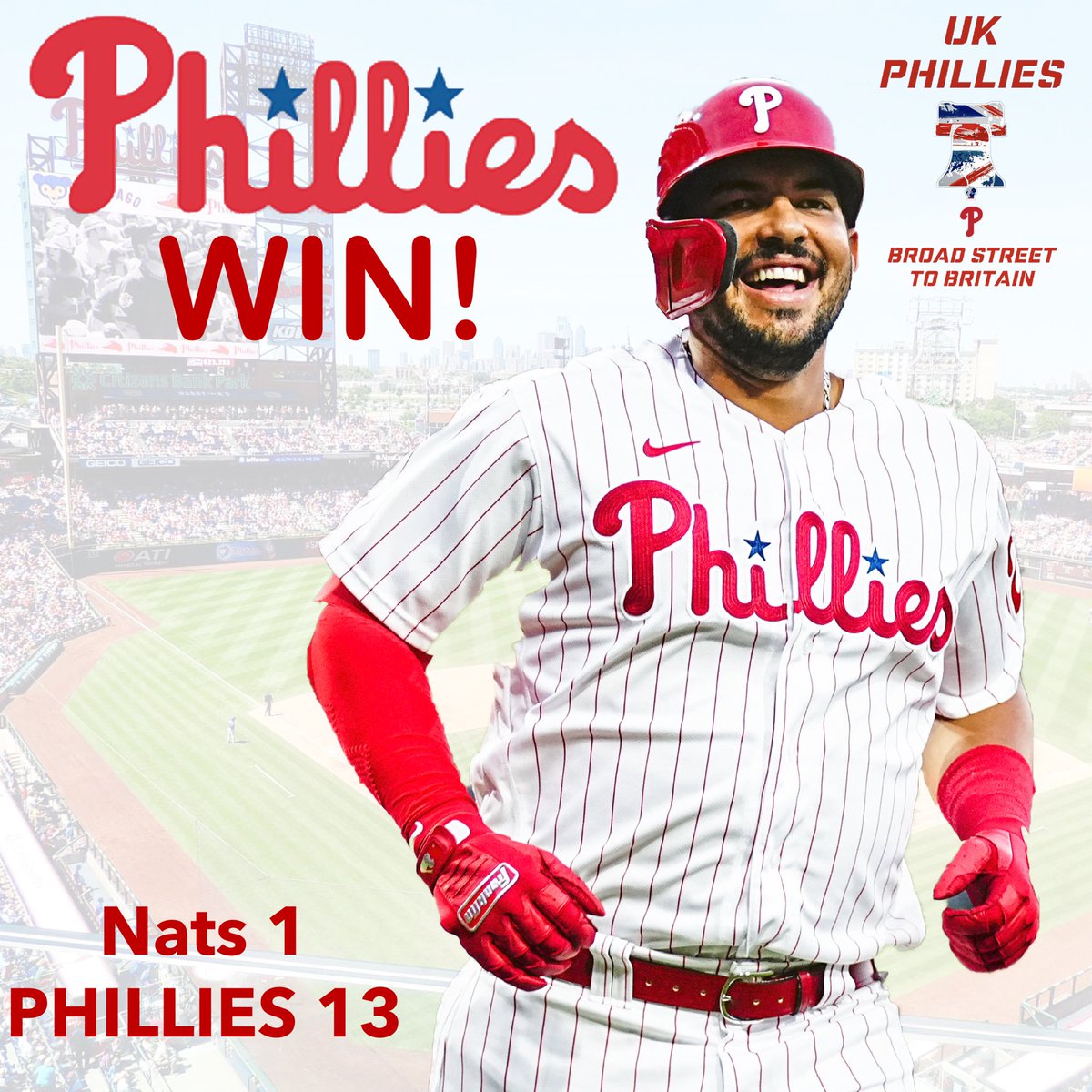 UKPhillies's tweet image. YET ANOTHER 4 GAME SWEEP!!

12 games above .500

The Phils hit the most home runs in a series in franchise history, wow that was fun!!

5 Wins straight
12-2 in our last 14 games
22-13 without Bryce
38-19 under Rob Thomson
60-48 we’re closing in on the Padres 👀

Marlins Next!!