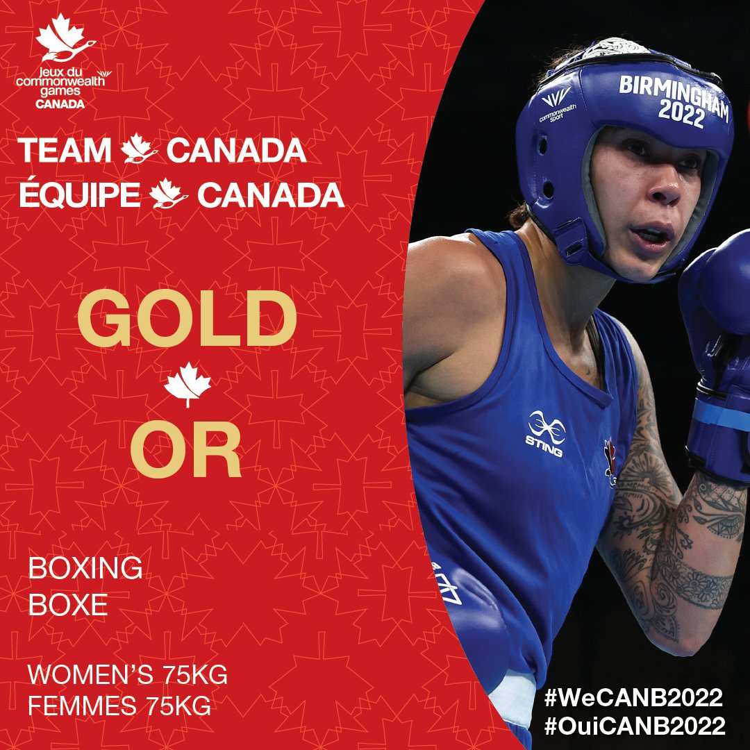 🥇 L’OR POUR #ÉQUIPECANADA 🥇 Victoire! Tammara Thibeault est championne des Jeux du Commonwealth chez les femmes 75kg. 📸: Getty Images / Eddie Keogh #OuiCANB2022 | #B2022 | @boxing_canada