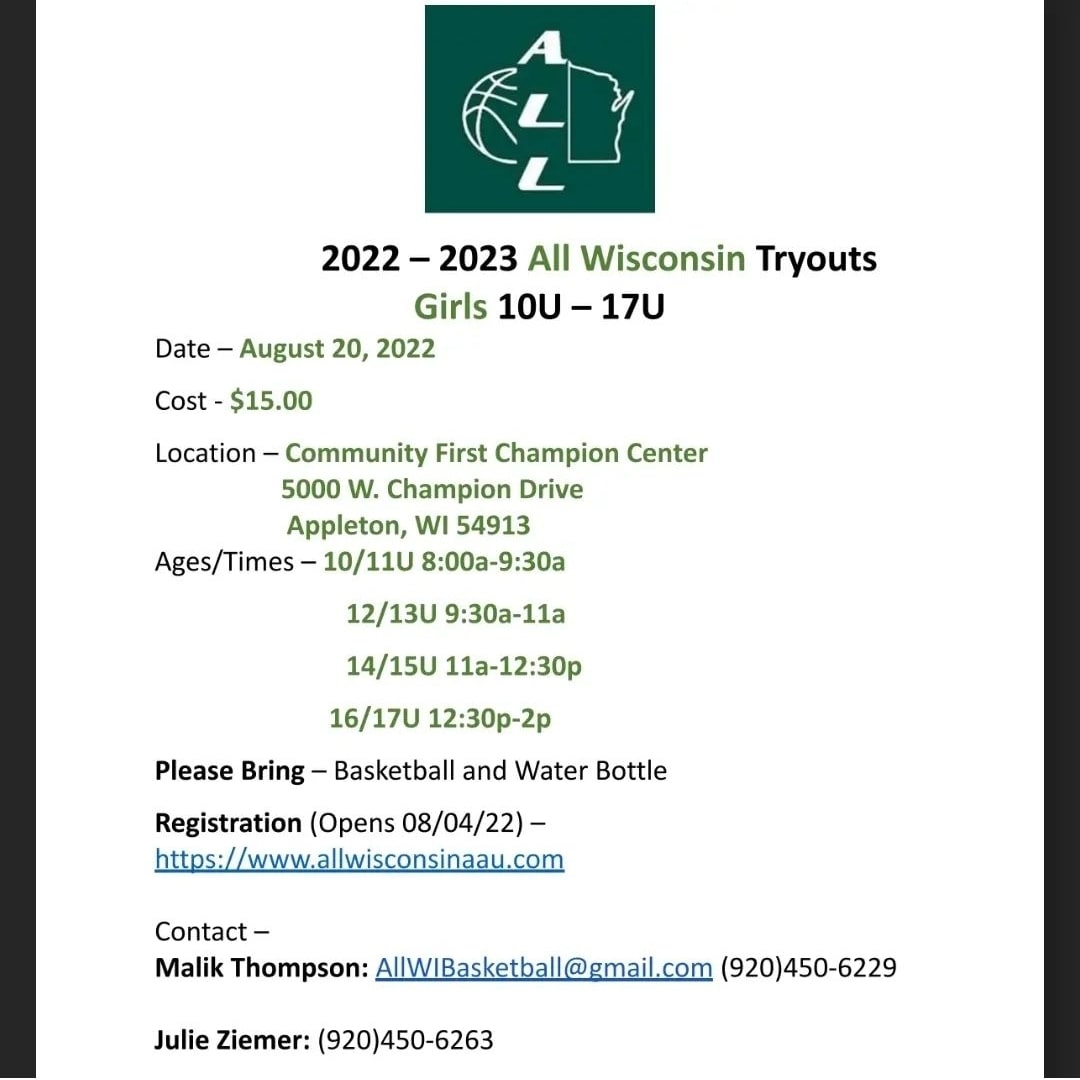 ALL_WISCONSIN's tweet photo. 🚨2 weeks until tryouts🚨 

If you don't know us, our coaches have coached players that have gone on to play D1, D2, D3, JuCo and NAIA. https://t.co/WVfnWyzJMU