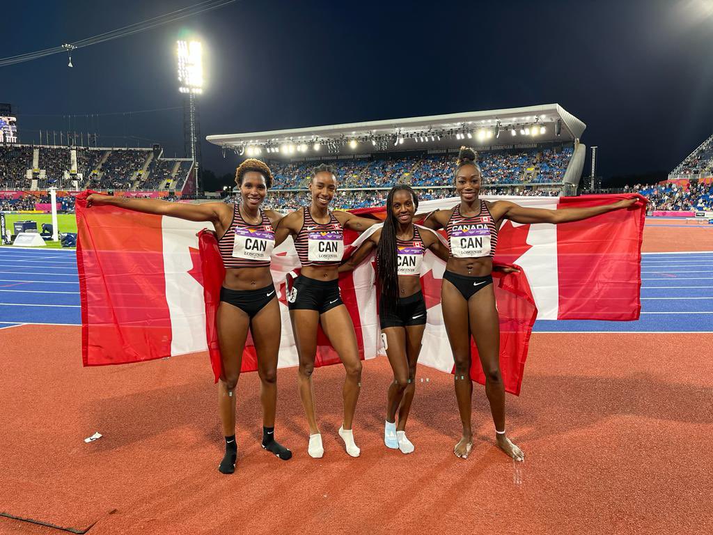 🥇Re-do🥇

L to R
Kyra Constantine
Micha Powell
Aiyanna Stiverne
Natassha McDonald. 

Your Commonwealth Games 4x400m GOLD* medalists🇨🇦💥