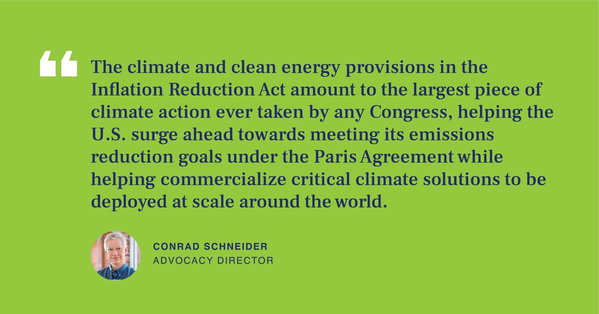 cleanaircatf's tweet photo. The Inflation Reduction Act will unlock more than $369 billion in climate and clean energy investment – the largest piece of climate action taken by any Congress  ever: https://t.co/KMCSWfd7kj https://t.co/a1LyMOpa8k