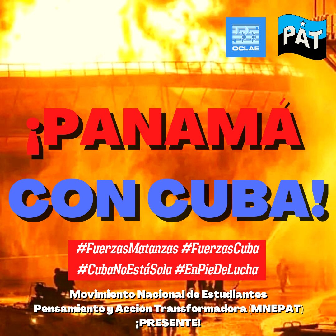PATUniversidad's tweet photo. ¡SOLIDARIDAD CON EL PUEBLO CUBANO!
Expresamos nuestra más profunda solidaridad con el pueblo cubano, por el terrible accidente ocurrido este 6 de agosto en Matanzas.
Hacemos llegar nuestra más sinceras condolencias a los seres queridos de las víctimas de este trágico accidente. https://t.co/v1tRfEz6WQ