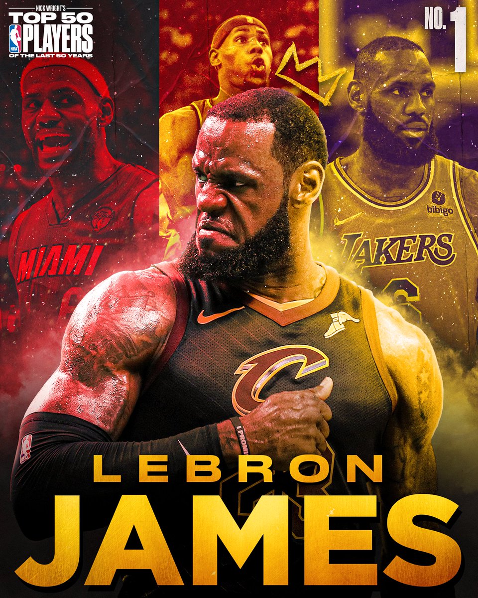 WhatsWrightShow's tweet photo. LeBron James —  No. 1 on @getnickwright's Top 50 NBA Players of the Last 50 Years.

Nick breaks down LBJ's full career, playoff year by playoff year &amp; explains why he sits atop his list. ⬇️

Full video: https://t.co/wS0QbwB7CU https://t.co/EgIWOPuDzX
