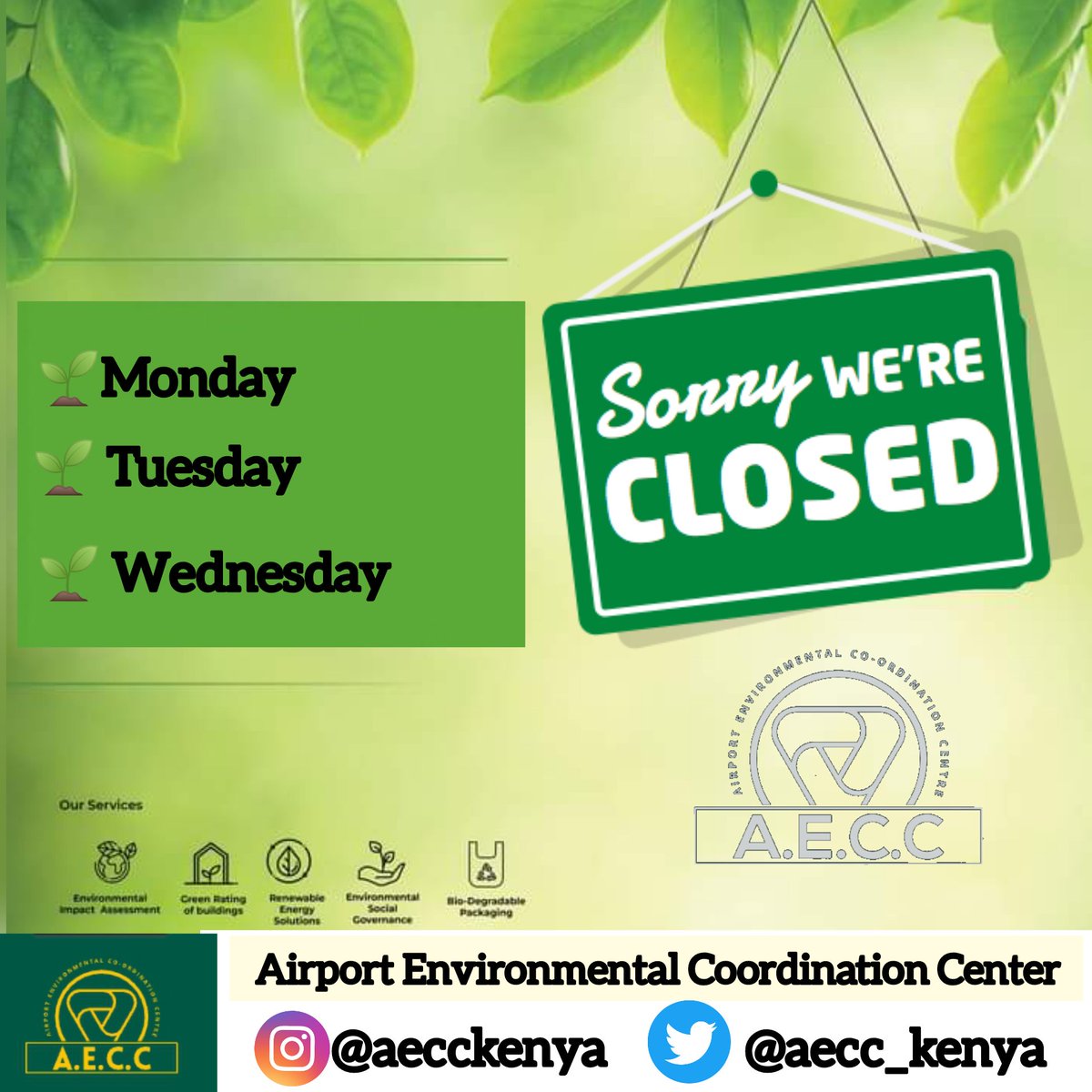 AECC_Kenya's tweet photo. This is to inform you that #AECC #KENYA offices will remain closed on #Monday 08th, August,2022, #Tuesday 9th, August,2022 &amp; #Wednesday 10th, August,2022 for #KENYAGeneralElections break.

Our regular services shall resume on #THURSDAY 11th August,2022. #VOTE https://t.co/qy0icPqUF8