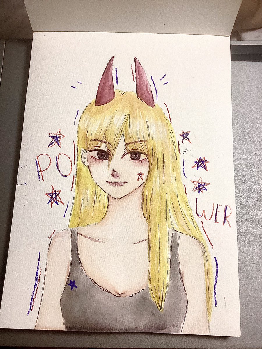 allyhatestodraw's tweet photo. havent posted in a while! practiced watercolor with power from csm :) https://t.co/hjQZK1yGni