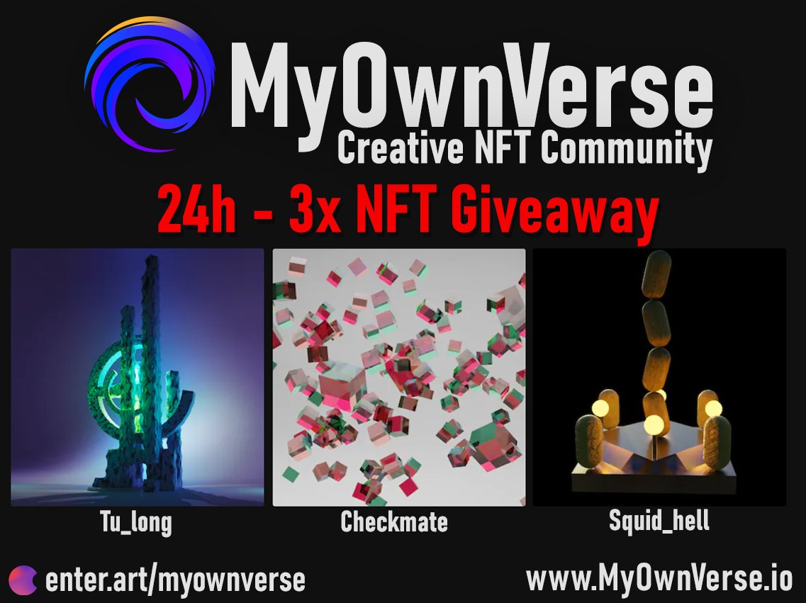 _MyOwnVerse_'s tweet photo. 3x #3D #NFT #Sculptures - 3 random winners in 24H🔥

Like this post - Follow - Retweet to participate!

NFT Artists: @checkmate001nft - Tu_long - @squid_help

Join our creative community: https://t.co/0y49Dgzf4W

#NFT #giveaway #metaverse #GameAssets #crypto #BSC #EnterNFT https://t.co/WJV5qF74BL