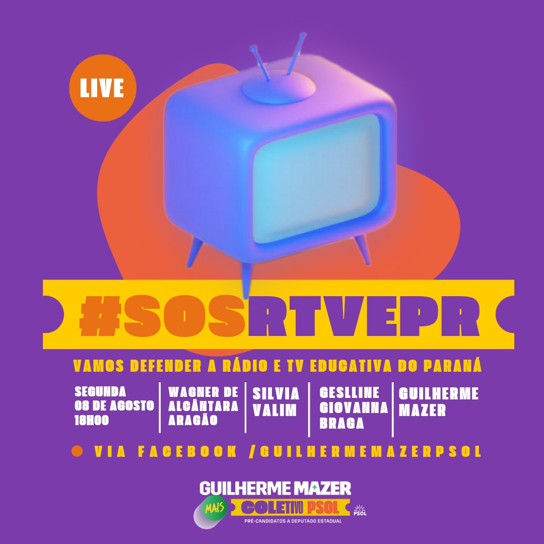mazer_pg's tweet photo. 📺 #SOSRTVE! Amanhã (08/08), vamos fazer uma conversa on line sobre a importância das Rádios e TVs Educativas e seu papel Público. Participam: Wagner Alcântara Maranhão, Silvia Valim e @ges_giovana. Participe!
#SouMaisColetivo #ColetivoPSOL #MandatoColetivo #RTVE #Live https://t.co/gzUjXd8Z5e