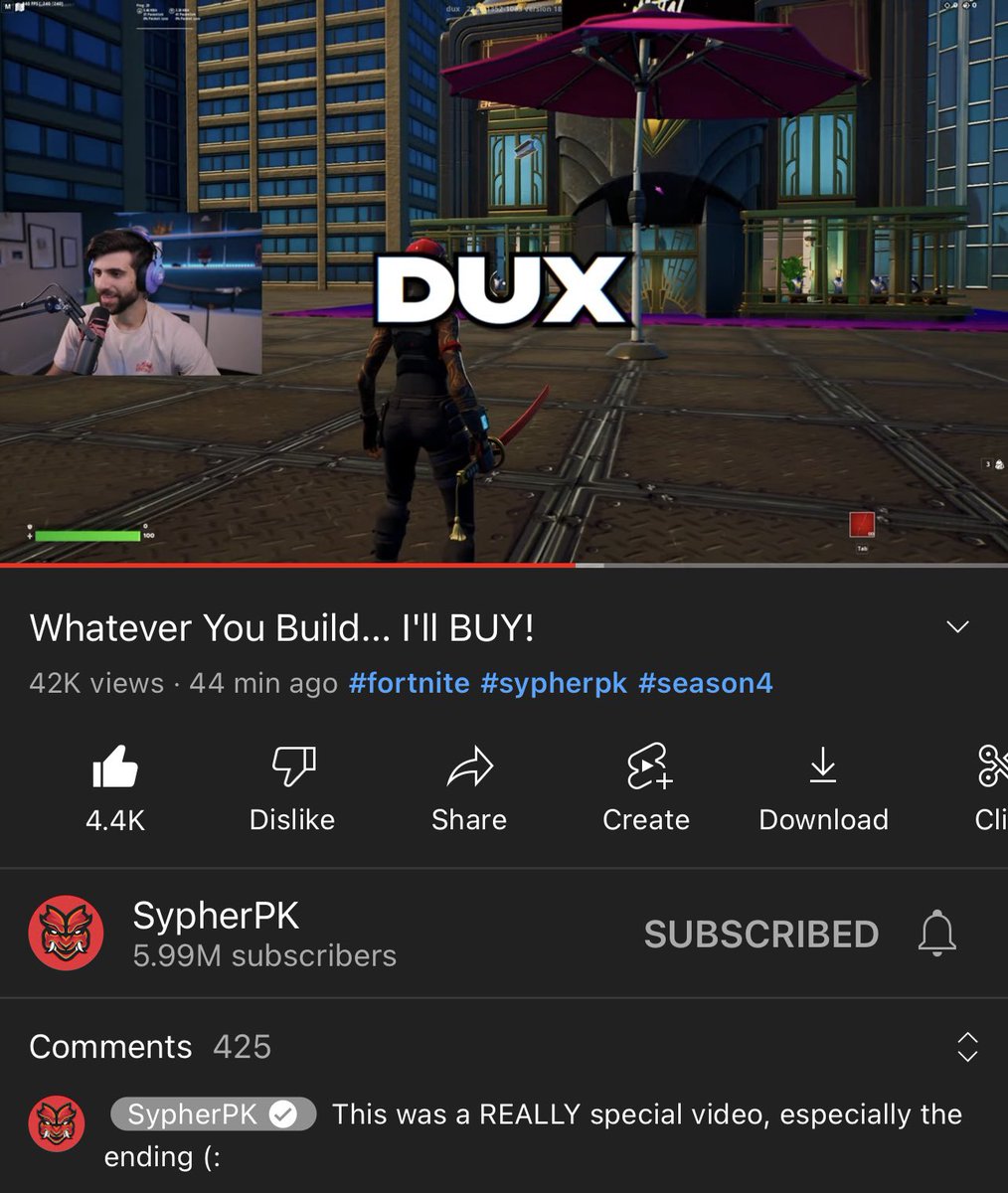 Code_Dux's tweet image. Thanks so much @SypherPK for inviting me to be in the creative build off challenge!🔥
It’s awesome when content creators collab with map makers for videos like these!😄
Lots of generosity shown in the video, make sure to check it out! Can’t wait to get some @METALUMBRELLAco ☔️